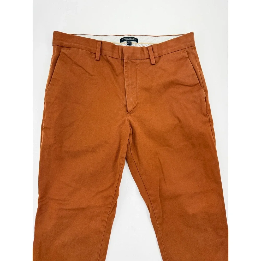 Banana Republic Emerson Straight Fit Rapid Movement Chinos Rust Brown 32x30 Mens